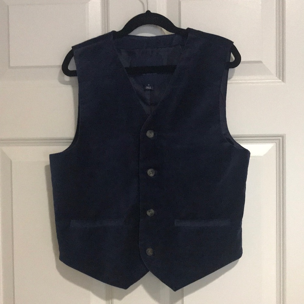 JANIE AND JACK blue velvet vest Size 12